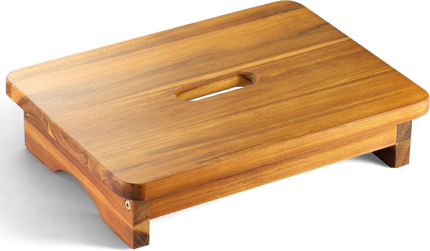 Wooden Step Stool, 3.5'' One Step Stool for Adults, Wooden Bedside Step with 550 Lbs Load Capacity, Heavy Duty/Portable/Nonslip/Durable Construction for Bedroom/Kitchen