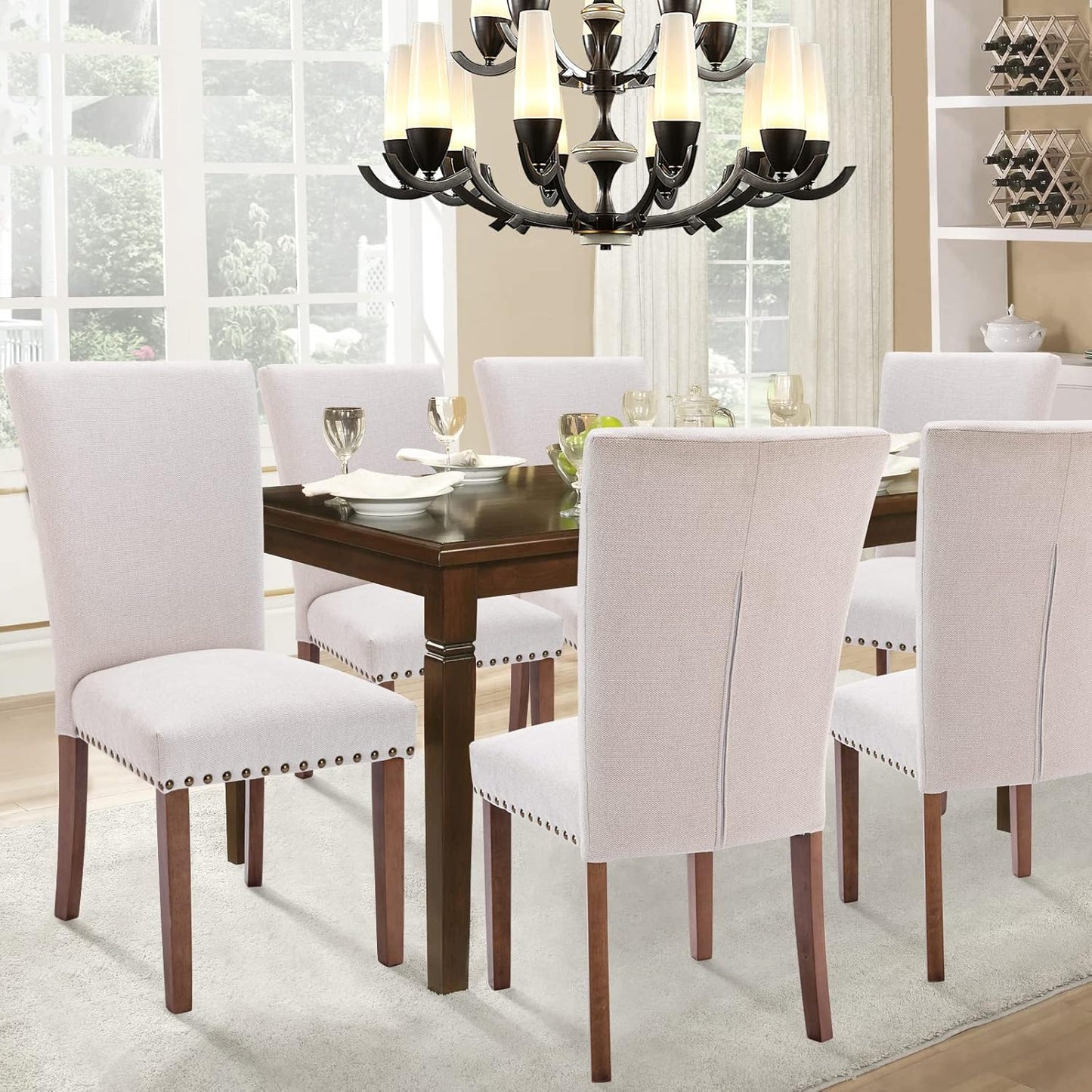 COLAMY A420-FBEI-4 Dining Chairs, Set of 2, Beige