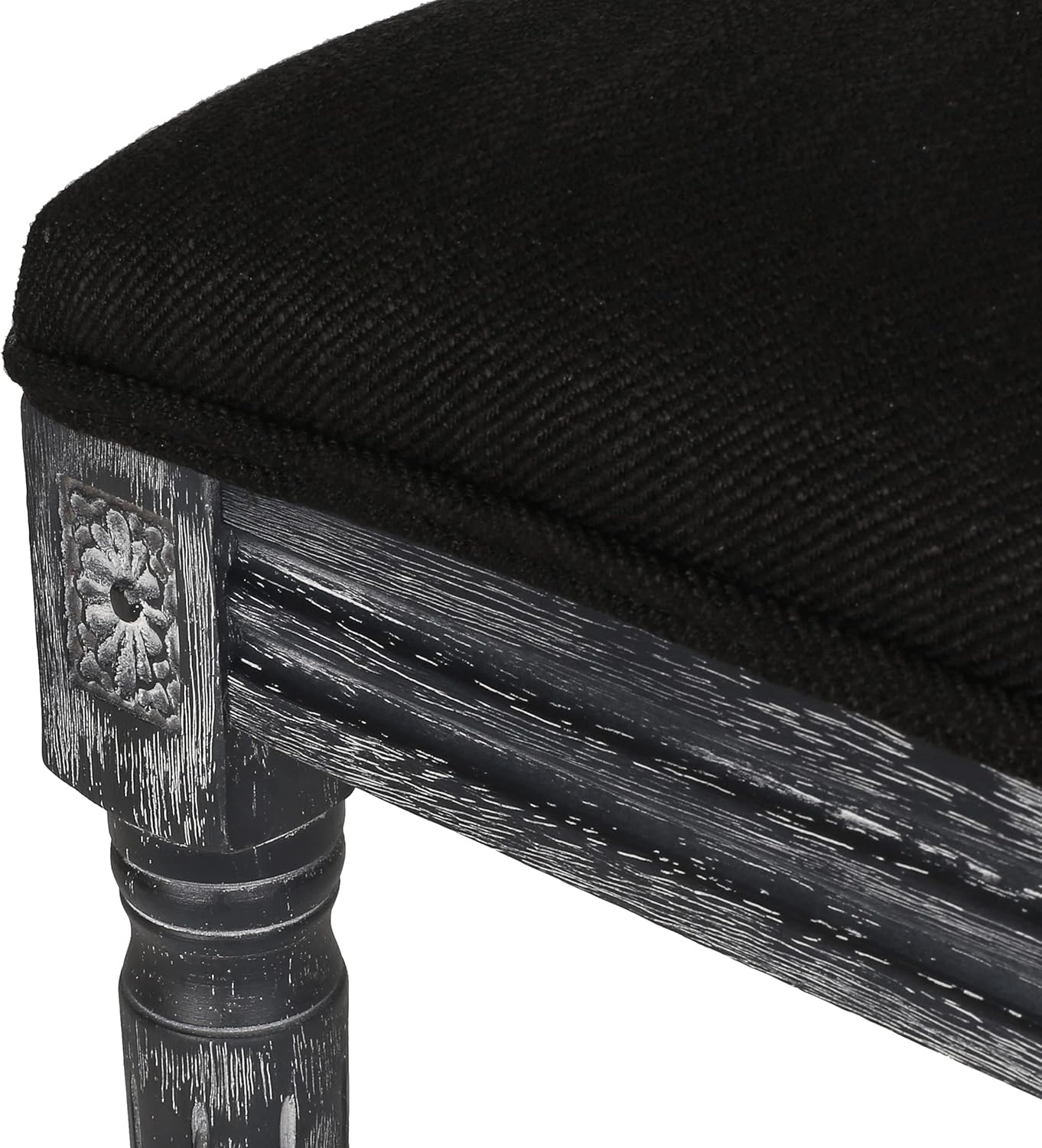 Christopher Knight Home Regina French Country Dining Chairs Set of 2, Wooden Dining Room Chair, High Back Kitchen Side Chair, Fabric Upholstered Armless Extra Seat, Black and Gray