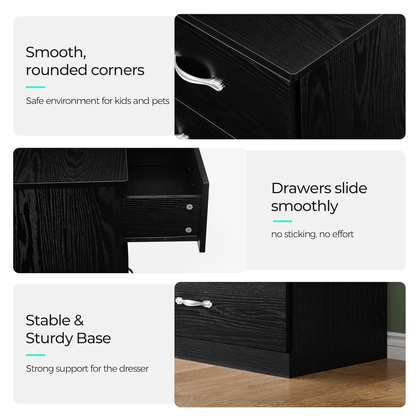 LINSY HOME 10 Drawer Dresser for Bedroom, 54" Wide Chest of Drawers, Modern TV Stand Dressers with Wood Frame and Metal Handles, Large Drawer Organizer for Bedroom, Living Room, Black