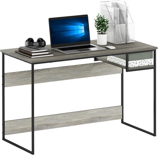 FURINNO Moretti Lifestyle Study Desk, 45 Inches, French Oak Grey