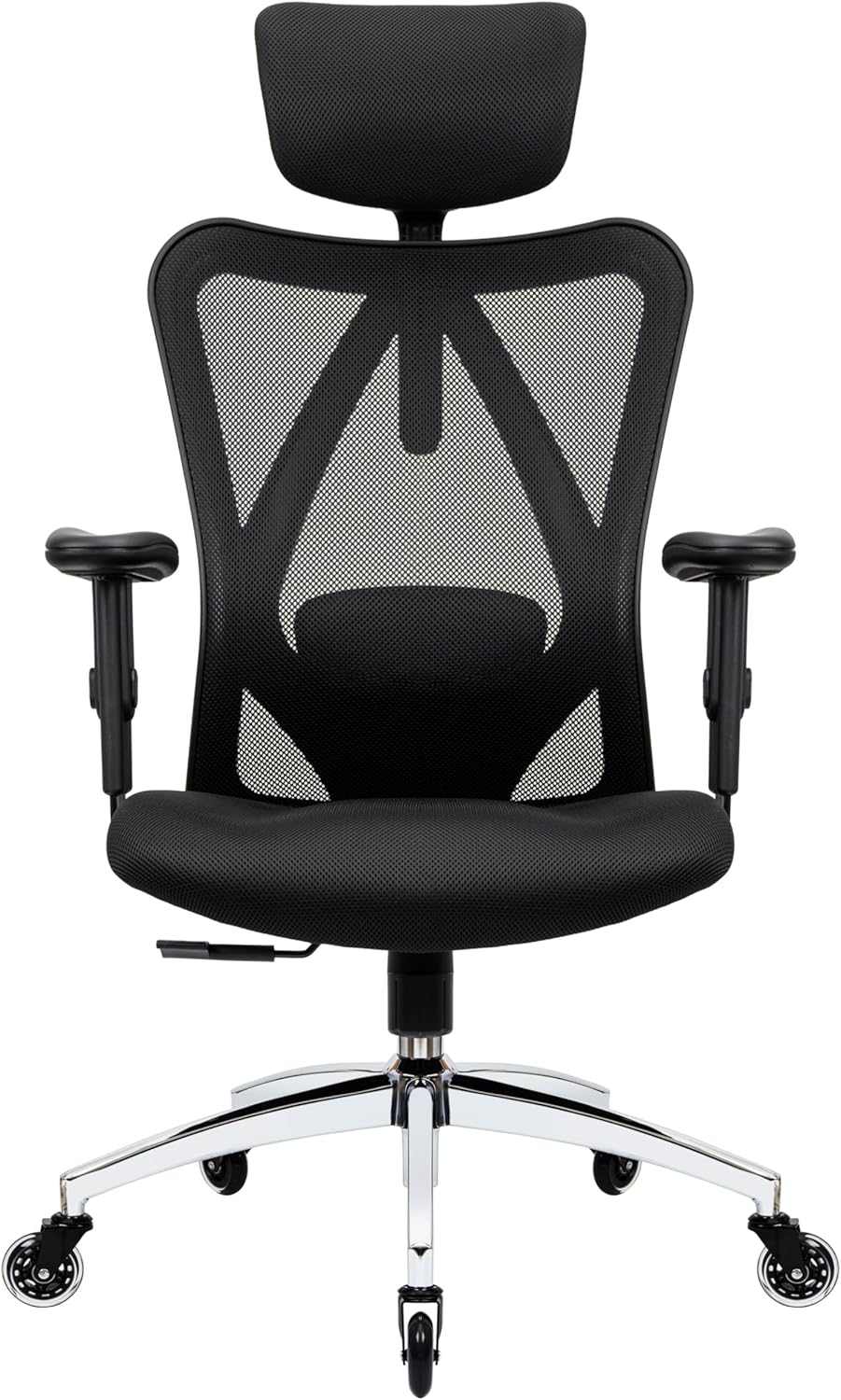 Duramont Ergonomic Office Chair - Adjustable Desk Chair with Lumbar Support and Rollerblade Wheels - High Back Chairs with Breathable Mesh - Thick Seat Cushion, Head, and Arm Rests - Reclines