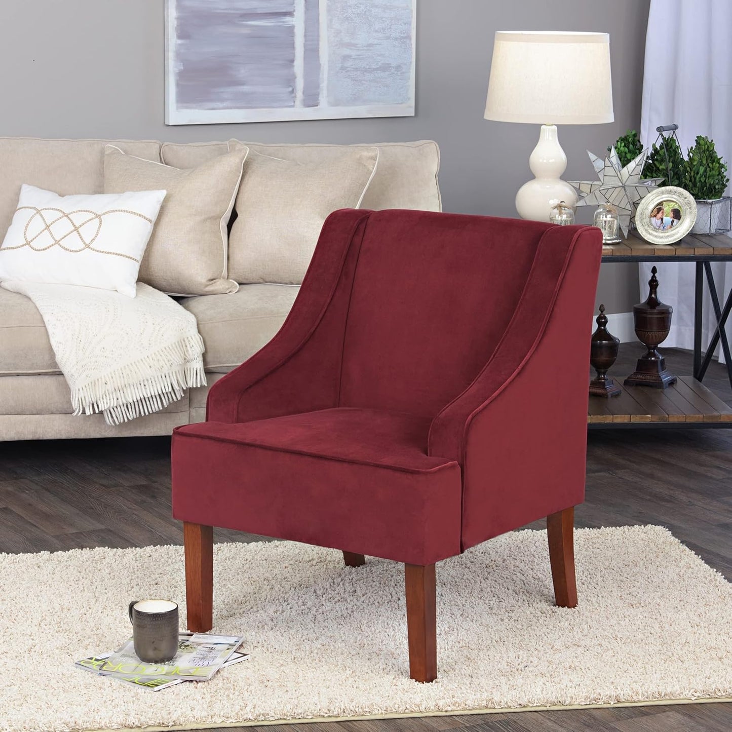 HomePop Swoop Arm Living-Room-Chairs, Dark Tan Velvet