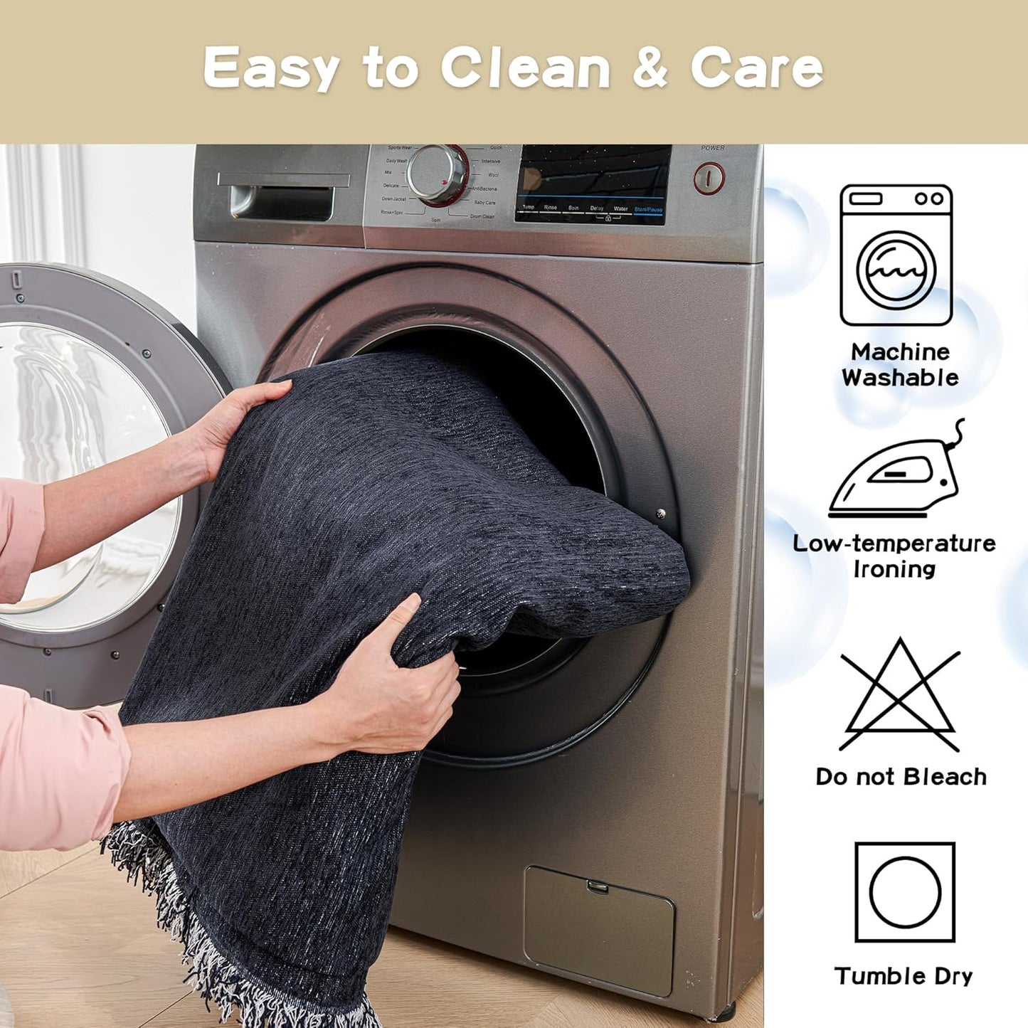 MYSKY HOME Couch Cover for Dogs, Washable Couch Covers for 3 Cushion Couch Sofa, Super Soft Chenille Sofa Slipcover, Non Slip, Furniture Protector, 71"x150", Navy Blue