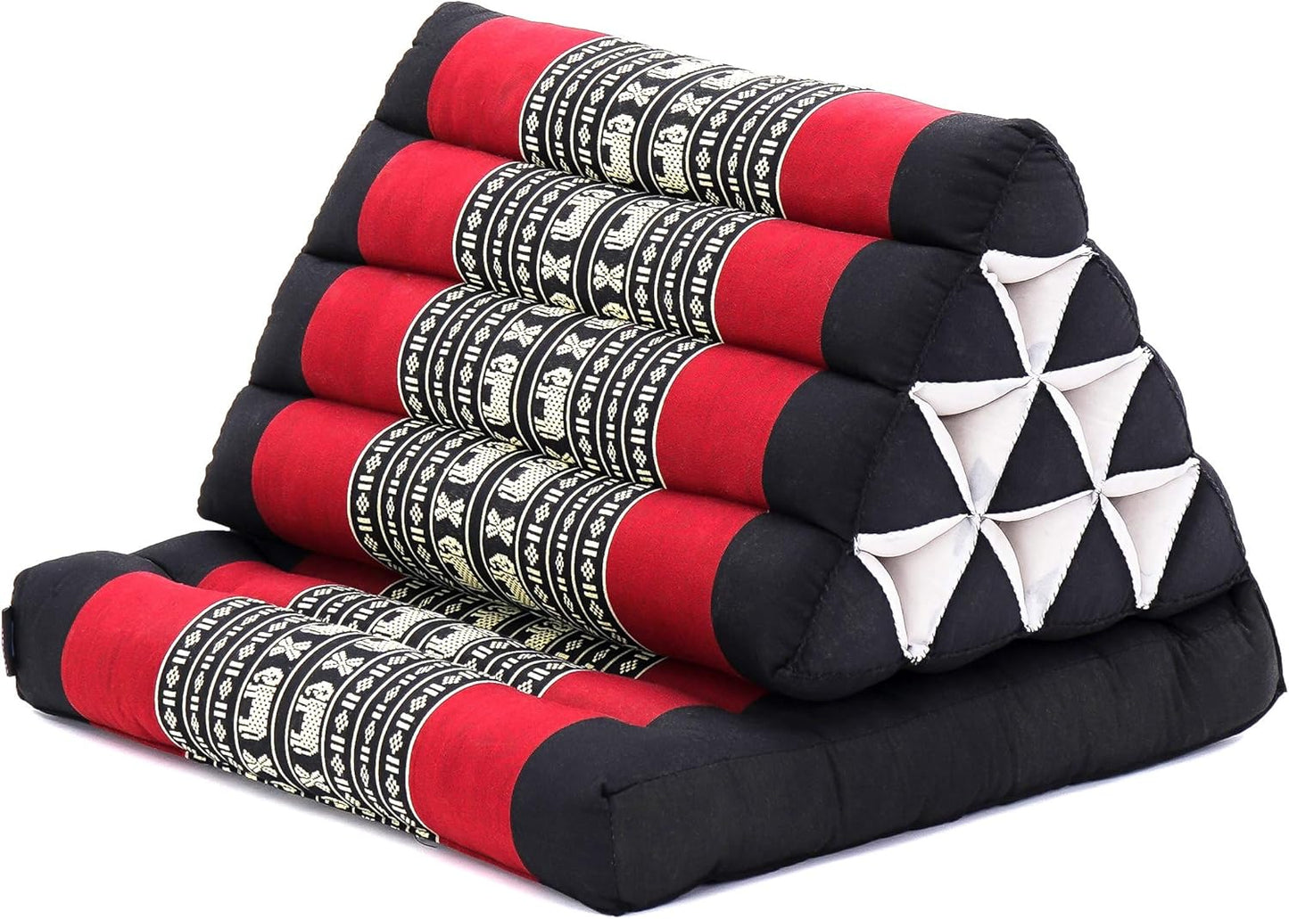 Leewadee 1-Fold Mat with Triangle Cushion – Comfortable TV Pillow, Foldable Mattress with Cushion Made of Kapok, 30 x 20 inches, Black Red
