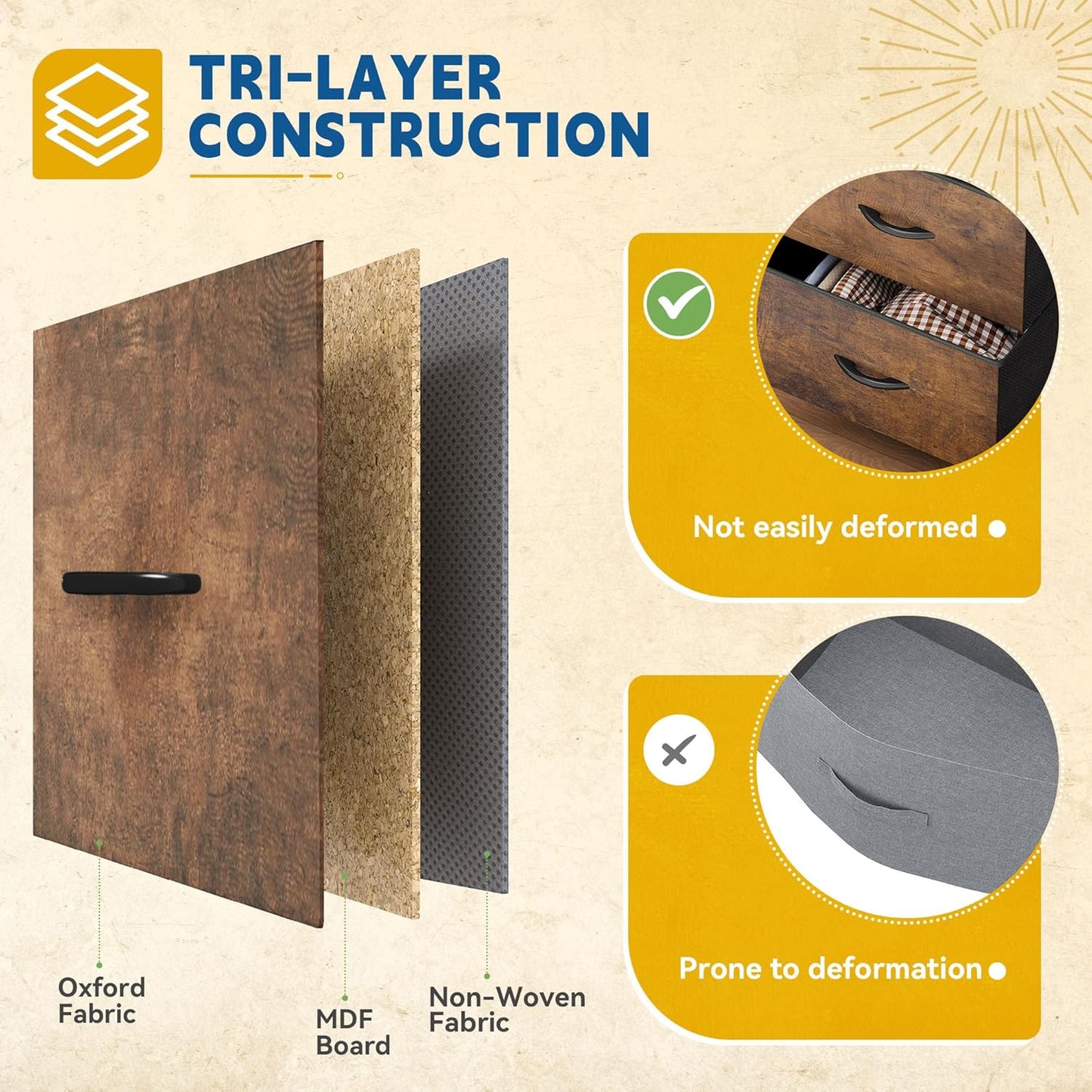 DWVO Fabric Dresser for Room, Tall Storage 8 Drawers, Black Dresser & Chest of Drawers, Storage Drawer Organizer for Closet, Living Room