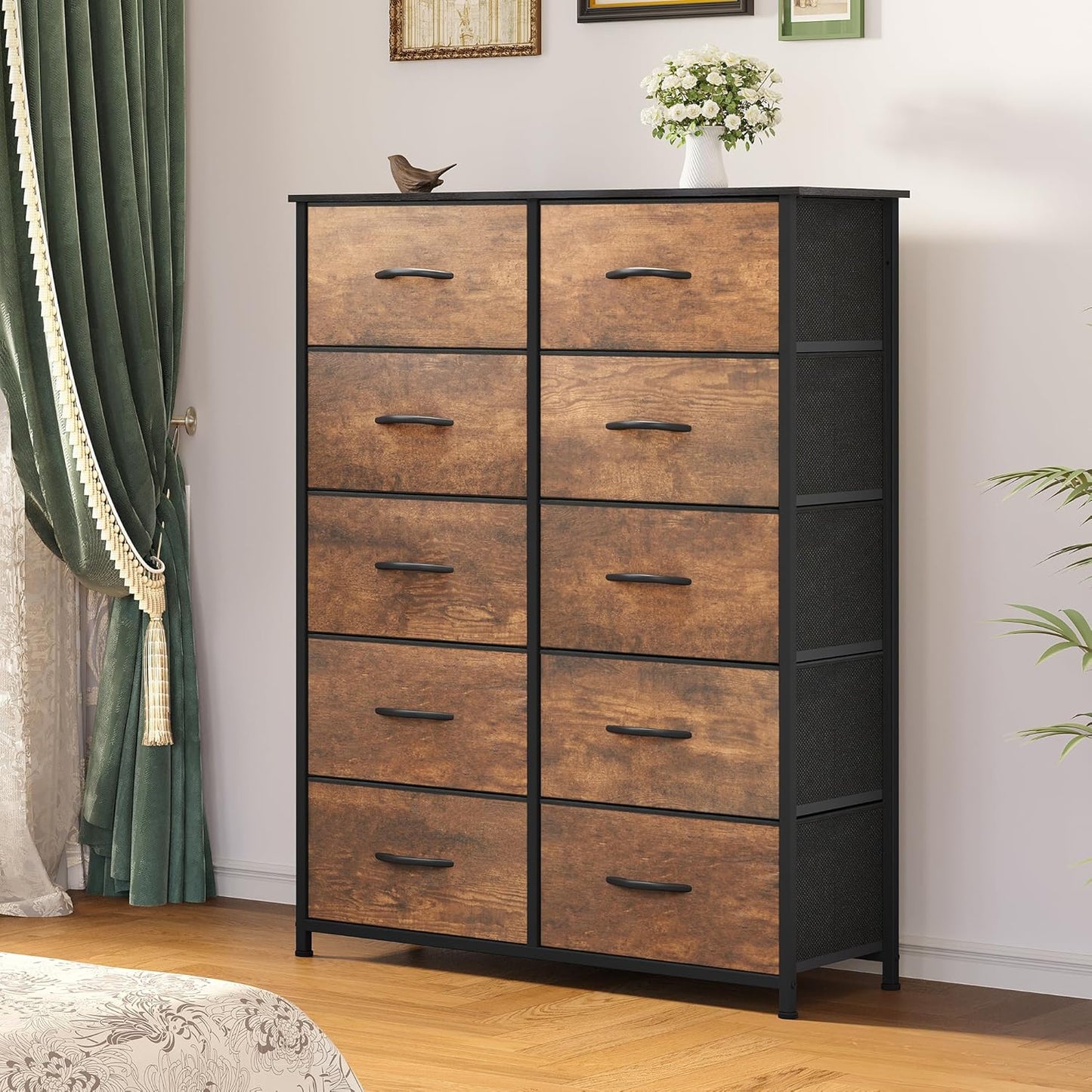 DWVO 10 Drawer Dresser - Fabric Storage Tower, Organizer Unit for Bedroom, Living Room, Hallway, Closets