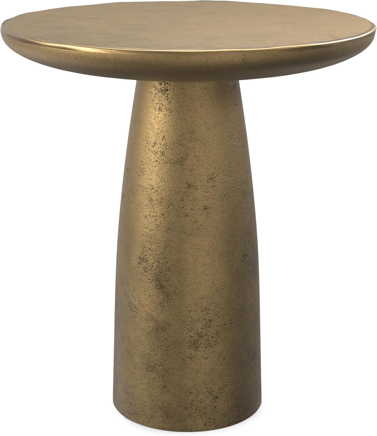 SIMPLIHOME Dominique Metal Table in Antique Brass, 18-inch Round, 19.75-inch Tall, Cast Aluminum Side Table for Living Room, Bedroom, Fully Assembled