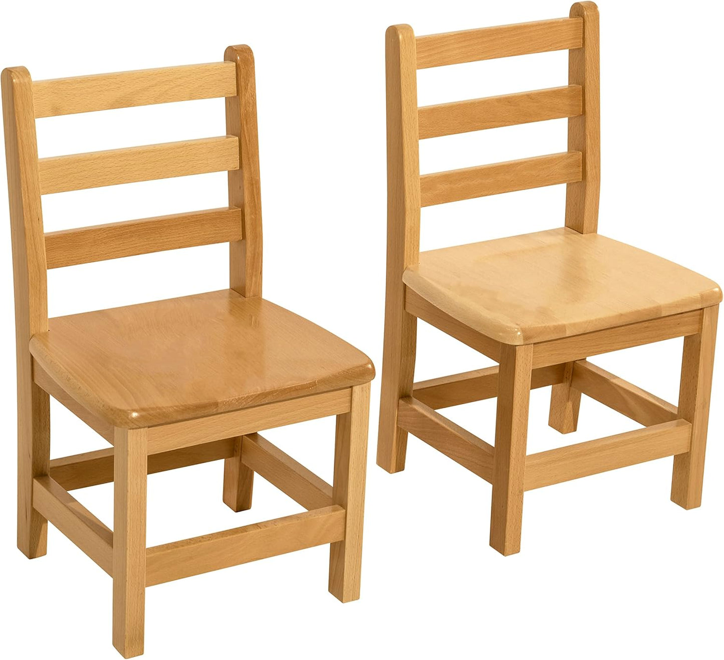 Kids Wooden Chair Set, Fully Assembled Youth Ladderback Wood Chairs for Children, 16" Seat Height for Ages 10-11 (Set of Two)