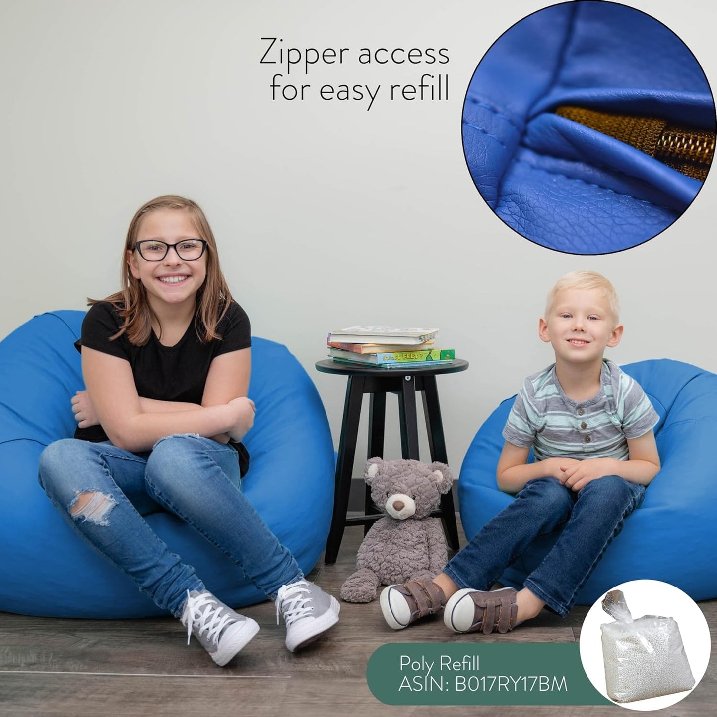 Children's Factory 35" Kids Bean Bag Chairs, Flexible Seating Classroom Furniture, Beanbag Ideal for Boy/Girl Toddler Daycare or Playroom, Deep Water (CF610-082)