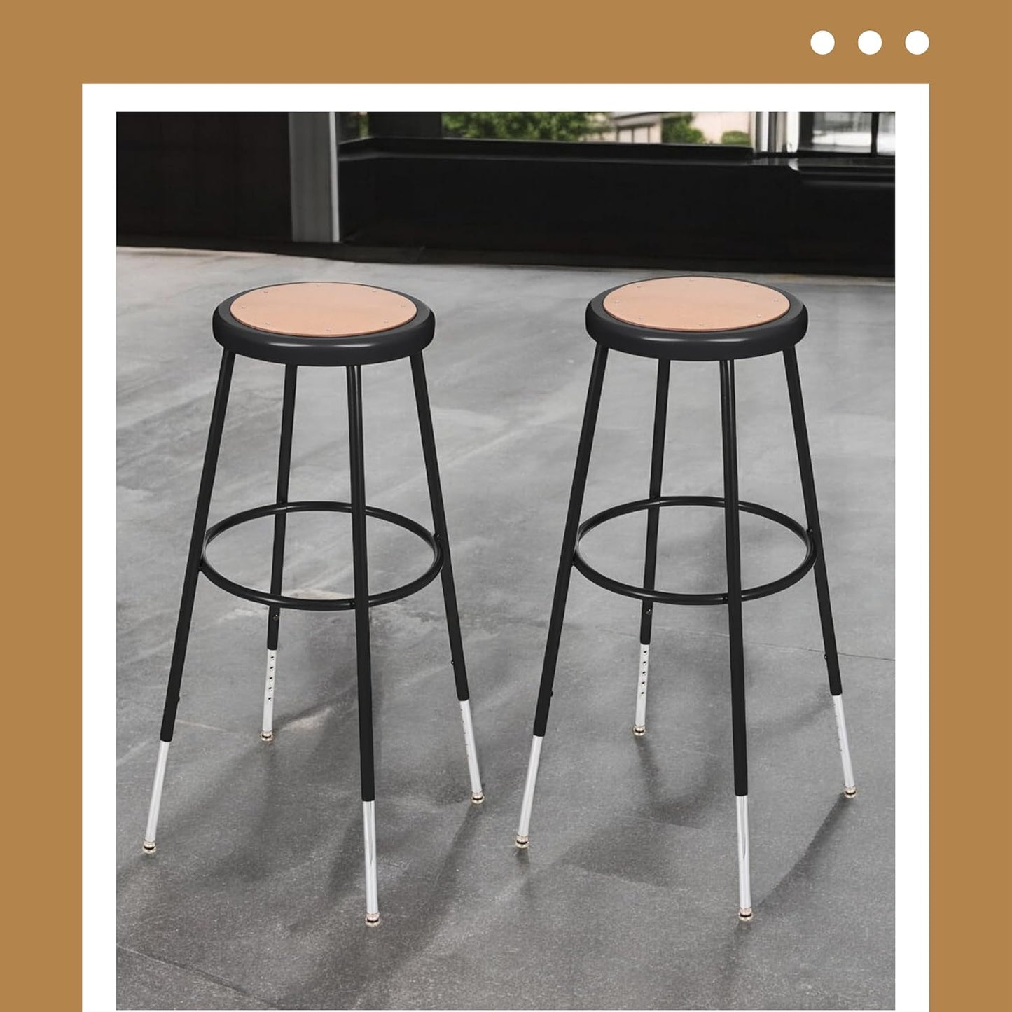 OEF Furnishings (2 Pack Height Adjustable Steel Stools, Black, 31-39"