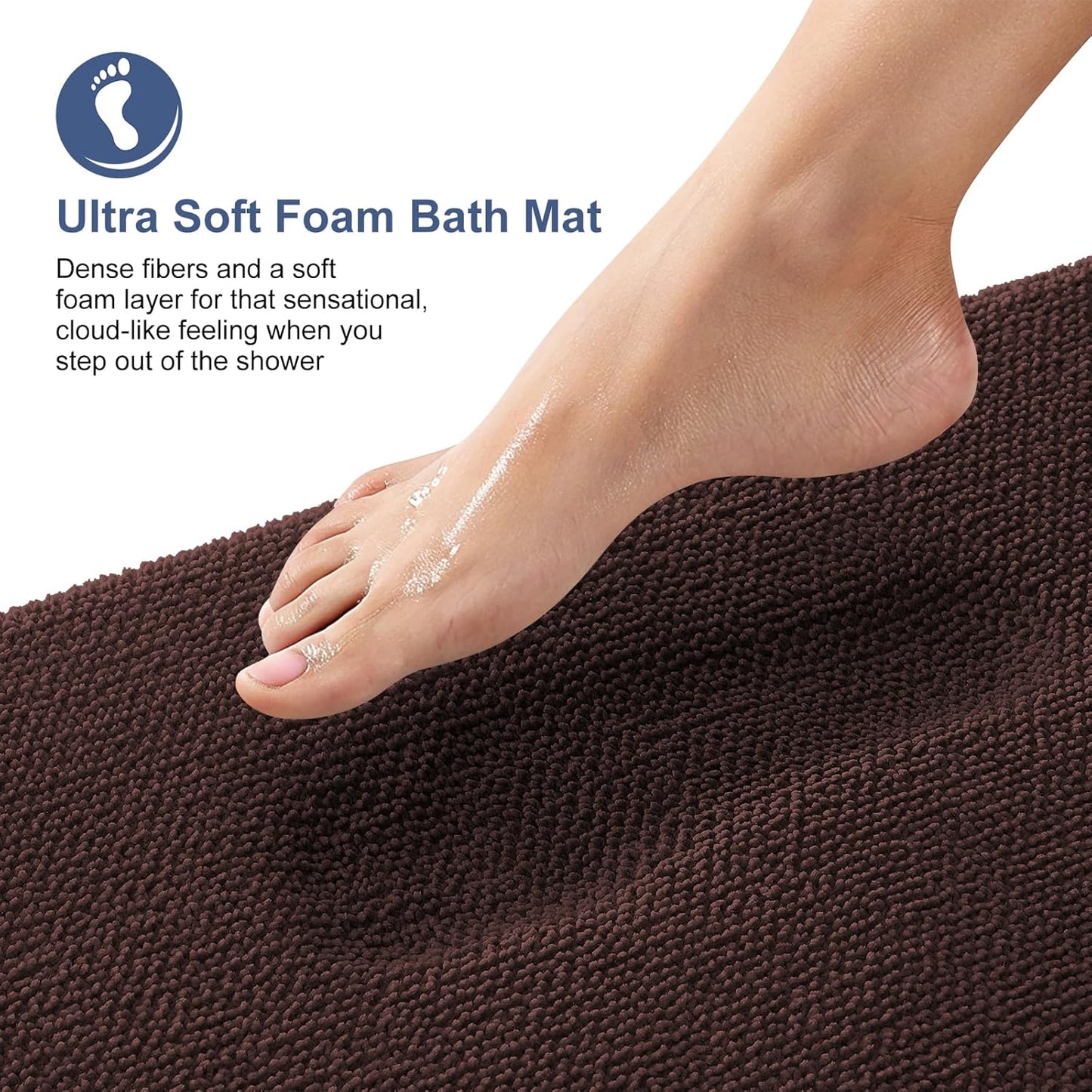 OLANLY Thick Memory Foam Bath Mat Rug 47x24, Extra Soft Absorbent Bathroom Rug, Quick Dry Bath Mats, Non-Slip, Machine Washable Carpet for Bathroom, Tub and Shower, Home Decor Accessories, Brown