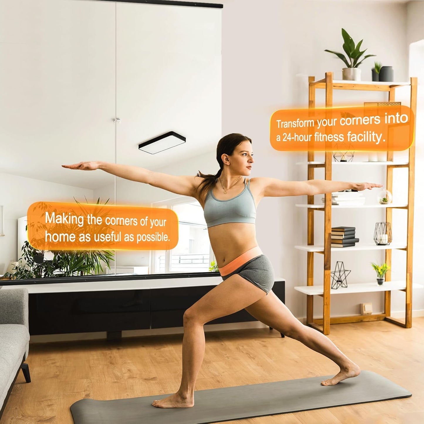 Delma Home Gym Mirror, 70''x24''x2PCS Black Wall Mounted Large Frameless Tempered Glass Wall Mirror for Home Gym, Garage, Bedroom, Bathroom