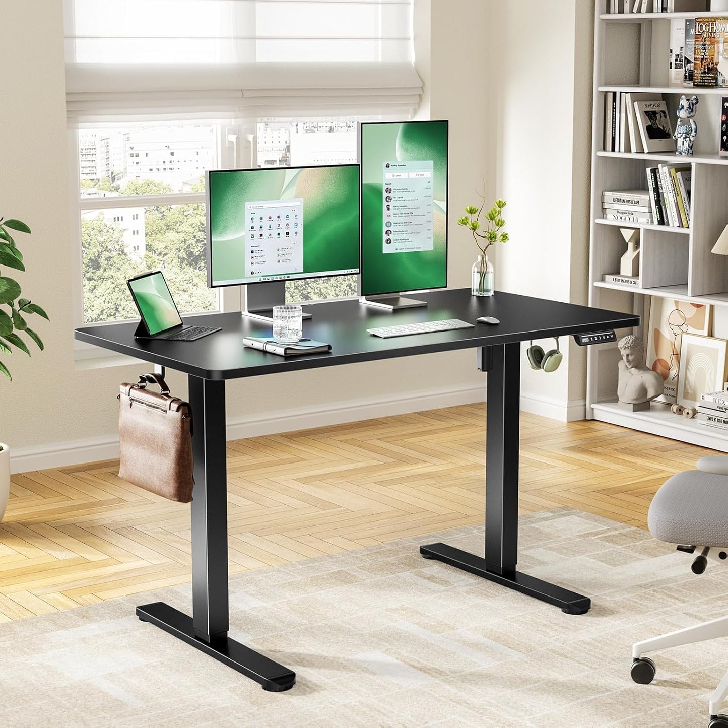 Marsail Electric Standing Desk with One-Piece Desktop,55 x 30 inch Height Adjustable Office Gaming Computer Desk with Deeper Tabletop,Home Office Stand up Desk with 4 Memory Presets, Desk for Bedroom