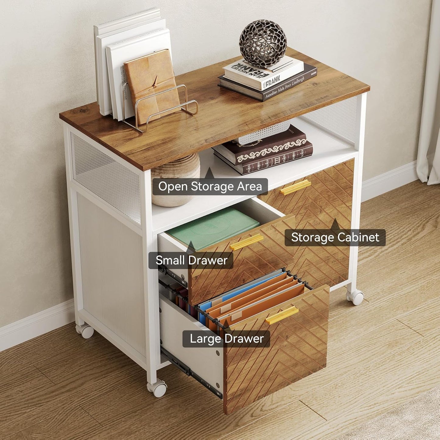 LITTLE TREE 63-Inch Office Desk with 31.5-Inch Lateral File Cabinet, Study Writing Desk Computer Desk for Home Office