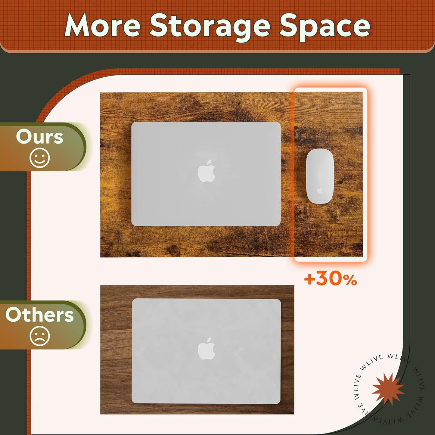 WLIVE C-Shaped End Table, Small Side Tables for Sofa, Wide Couch Table That Slide Under, Laptop Snack Table for Living Room, Bedroom, Home Office, Rustic Brown