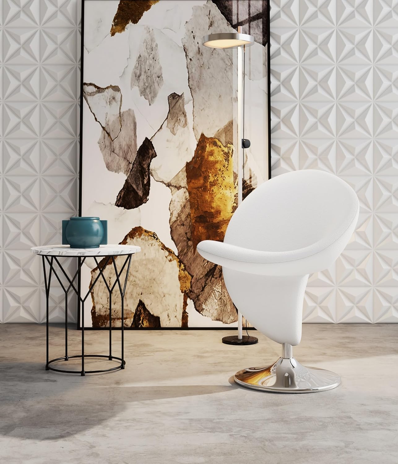 Manhattan Comfort Curl Swivel Accent Chair Set of 2 with 360° Turn, Fully Assembled, Upholstered in Wool Blend, Modern Ergonomic Design with Polished Chrome Base, Living Room & Office, Set of 2, Cream