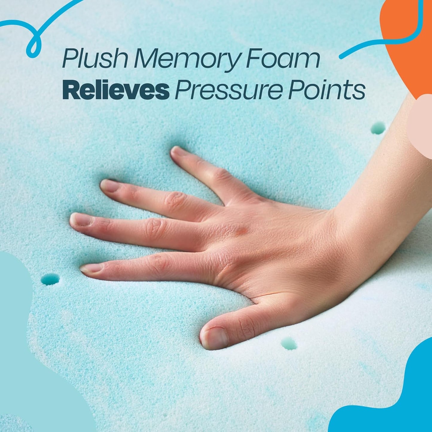 Linenspa 2 Inch Gel Swirl Memory Foam Mattress Topper – Cooling Gel Infused – Pressure Relieving Bed Topper - Mattress Pad – CertiPUR Certified - California King Size