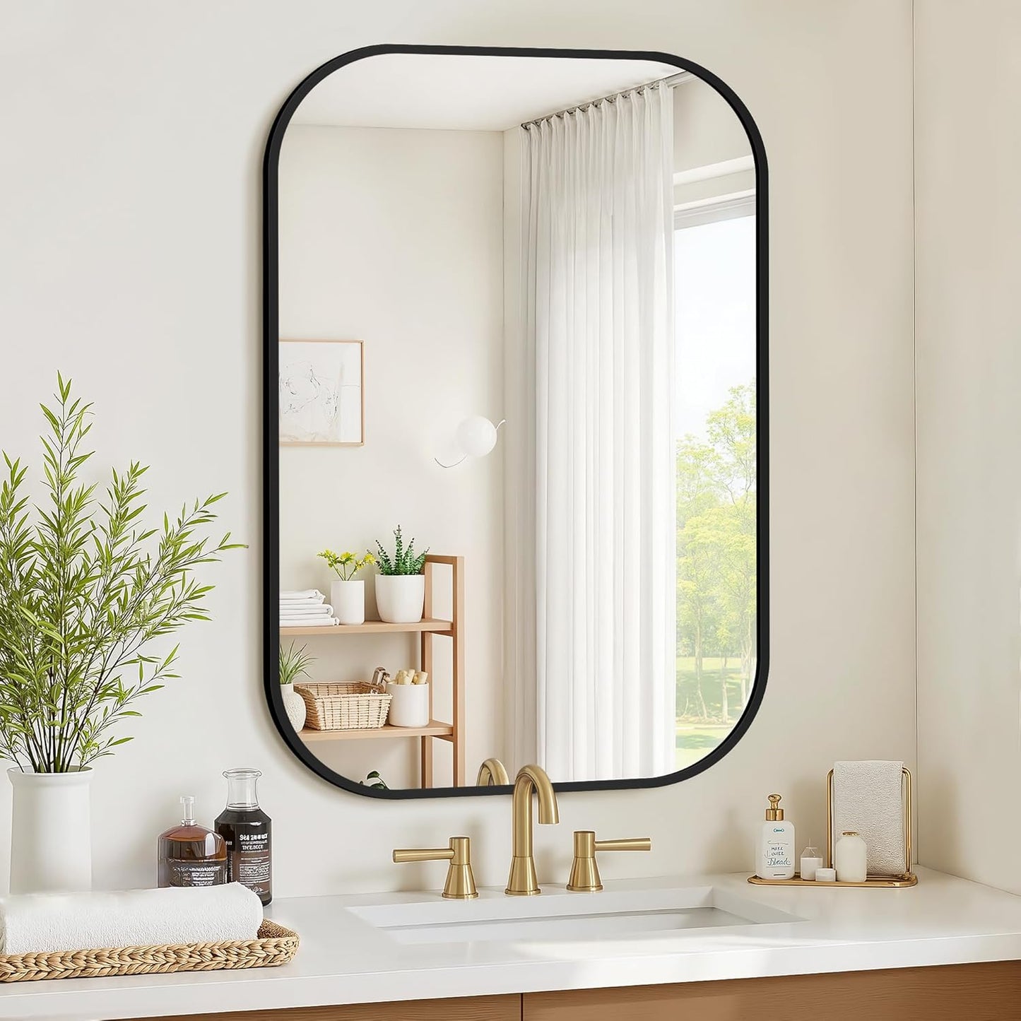 Bathroom Mirrors for Over Sink, 24x36 Black Vanity Mirror for Bathroom Sink, HD Shatterproof Squircle Wall Mirror for Bathroom Washroom Lavatory Restroom Metal Frame