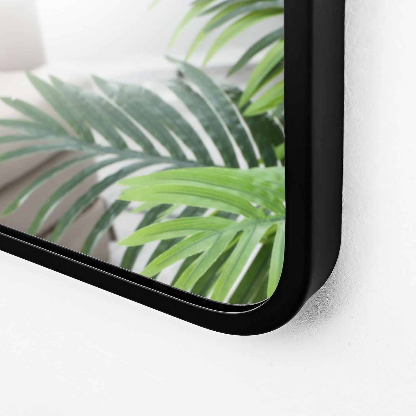 24x30 Inch Rectangle Bathroom Mirror with Black Metal Frame, Rounded Corner Rectangular Vanity Mirror for Wall, Modern Large for Bedroom, Living Room, Horizontal or Vertical