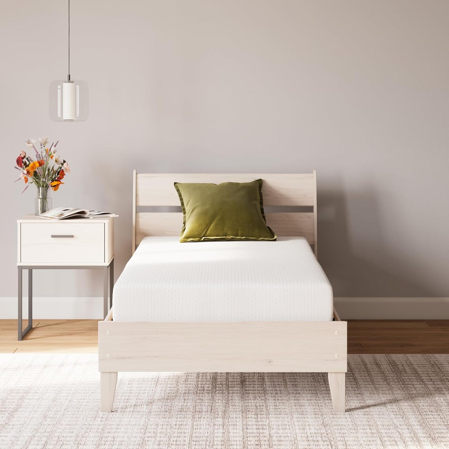 Signature Design by Ashley Twin Size 8 Inch Medium Firm Charcoal Gel & Green Tea Infused Memory Foam Mattress for Pressure Relief, Fiberglass Free, Mattress In A Box