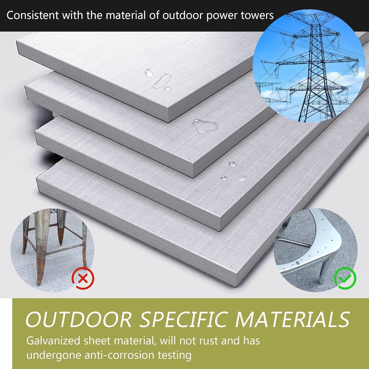 Outdoor Metal Bar Stools Set of 4,30 inch Barstools Counter Height Bar Stool with High Back Farmhouse Kitchen Dining Chairs Bar Funiture for Outside