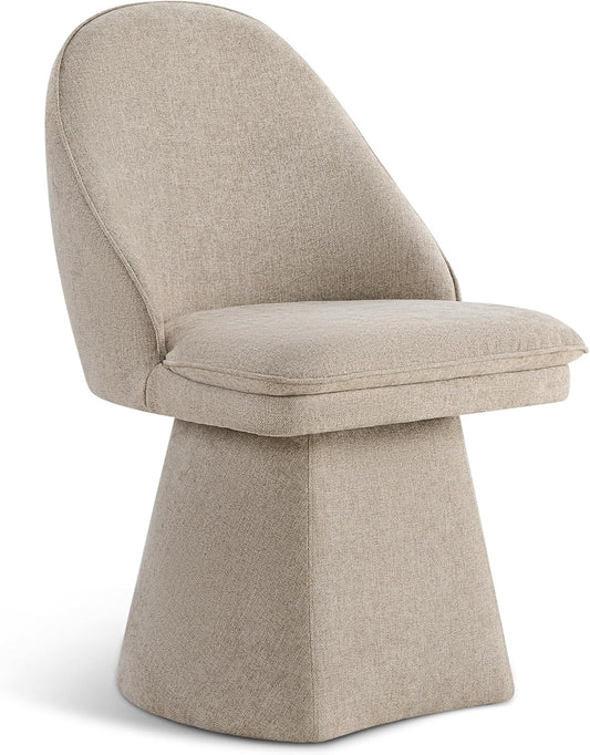 Swivel Dining Chairs Modern Desk Chair Upholstered Linen Fabric Side Chair for Kitchen Dining Room Bedroom,Khaki,1 Box