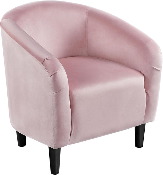 Yaheetech Barrel Chairs, Modern Vanity Chair Soft and Cozy Barrel Chair with Sturdy Legs and Soft Padded Seat for Living Room/Bedroom/Makeup Room, Pink