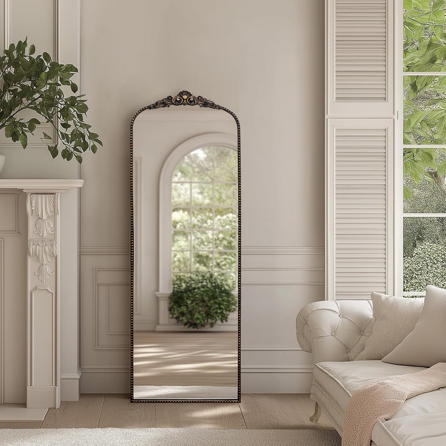 G-LEAF Vintage Baroque Mirror 22"X65", Victorian Antique Farmhouse Mirror with Gold Ornate Metal Frame for Fireplace Entryway Living Room Hallway Bathroom