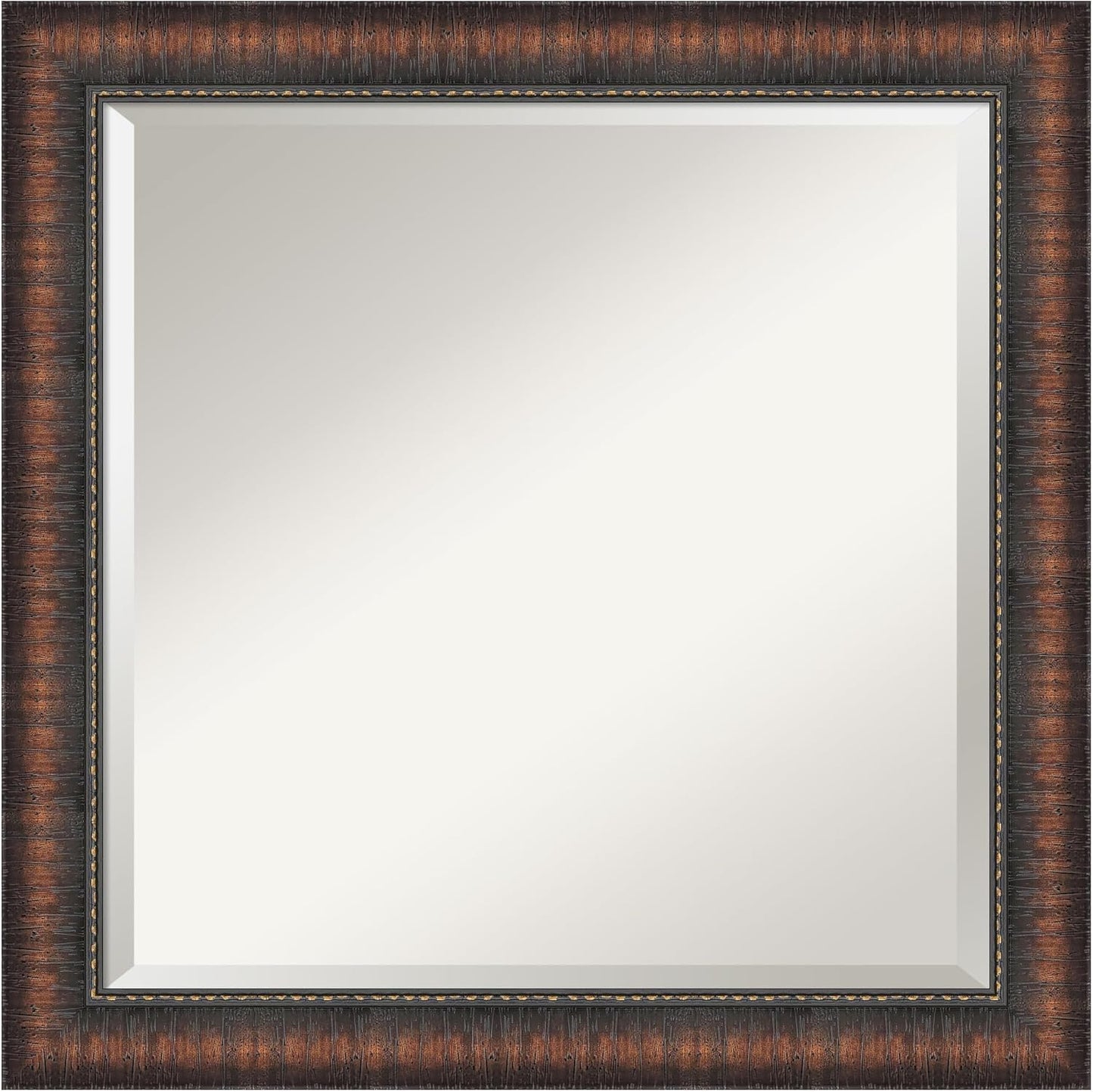 Amanti Art Brown Wall Mirror 24x24 Caleb Brown Square Bathroom Mirror for Wall Decor Living Room, Medium Rustic Farmhouse Frame, Hangs Horizonally and Vertically, Bathroom Decor, Beveled Edge from WI