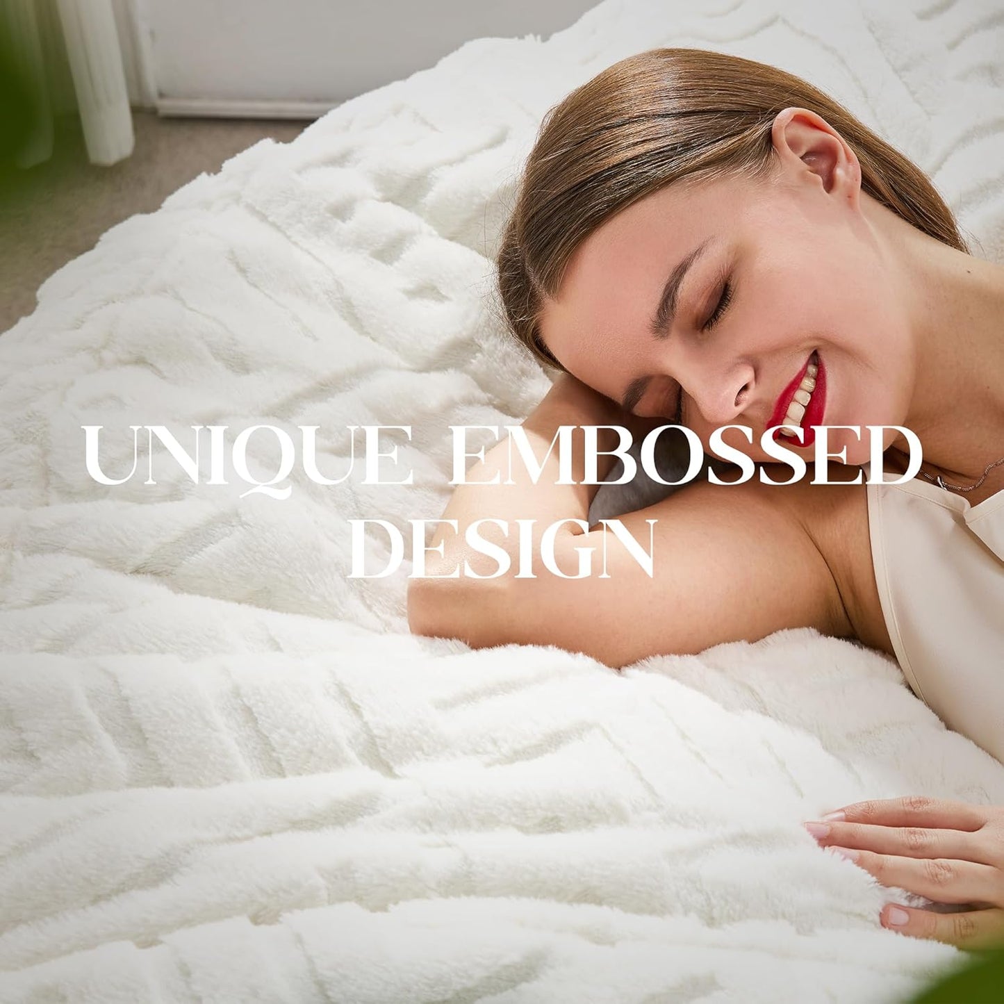 Hobestluk Bean Bag Chairs Adults Beanbag Chair with Filler Large Bean Bags with Fluffy Embossed Cover, Giant Bean Bag Chairs for Adults (White, 6FT - 70" x 70" x 15")