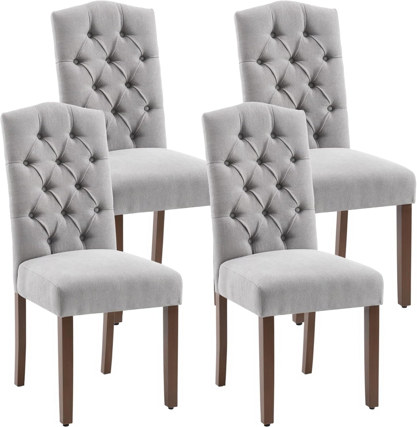 Tufted Upholstered Parsons Dining Chair Set Fabric Diner Accent Stylish Modern Kitchen Living Room with Button Sturdy Solid Wood Legs