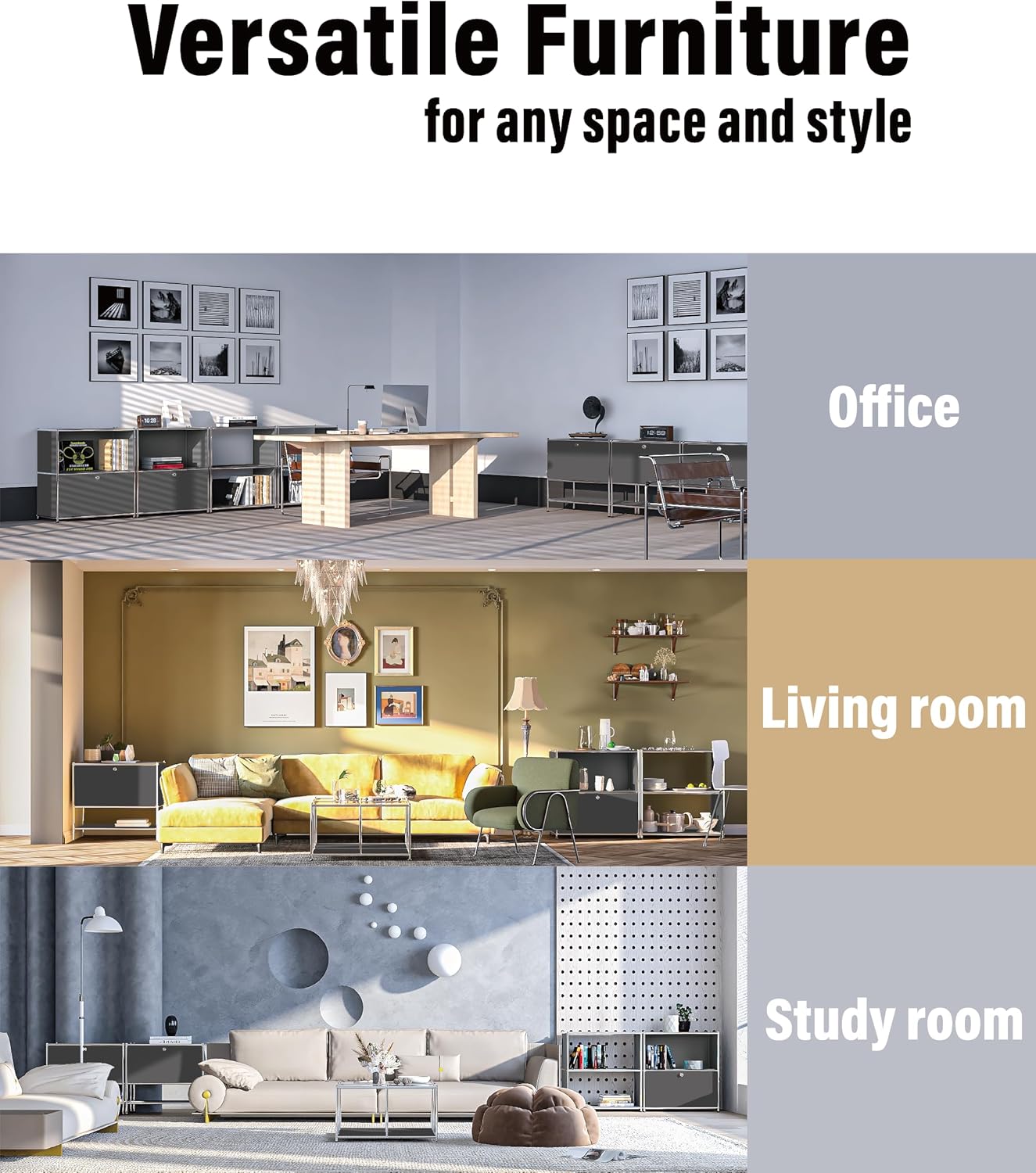 32-Inch 2-Tier Metal Bookcase, Open Shelf Storage Organizer for Living Room, Bedroom, Side Table or Nightstand Use, Modern DIY Assembly, Grey