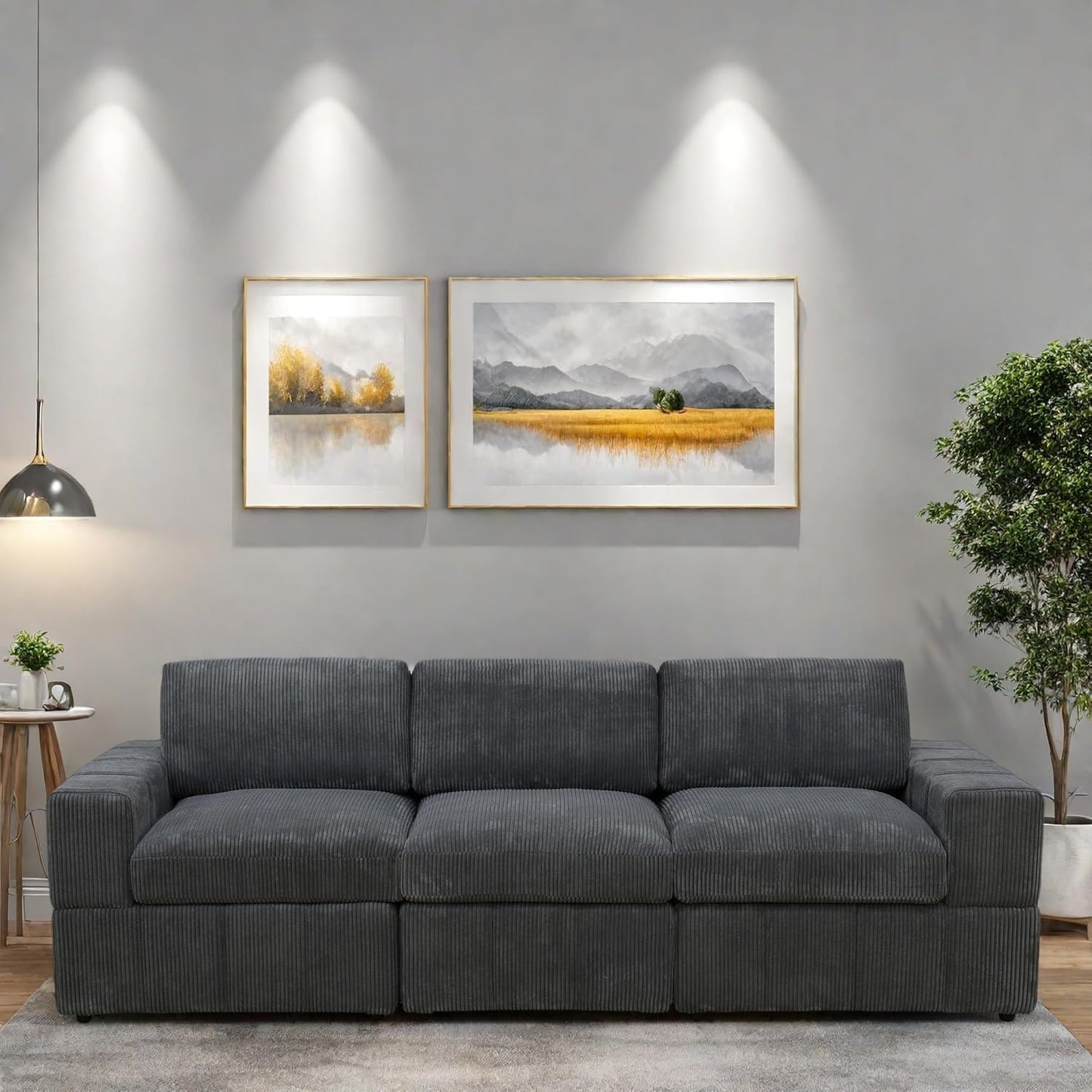 Sectional Couches for Living Room, Comfy Cloud Couch Loveseat Sofa with Deep Seats, Lounge Modern Living Room Furniture for Small Space, Dark Grey