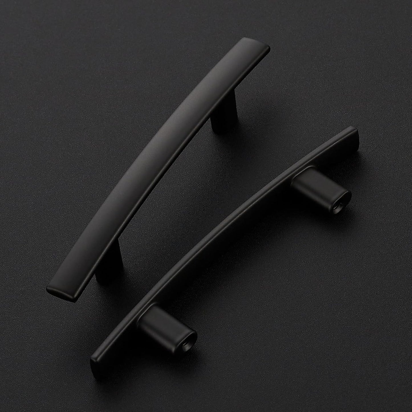 10 Pack Cabinet Handles 3" Hole Center - Curved Cabinet Pulls Black Drawer Pulls for Kitchen Cupboard Solid Hardware for Dresser Drawer Arch Hardware