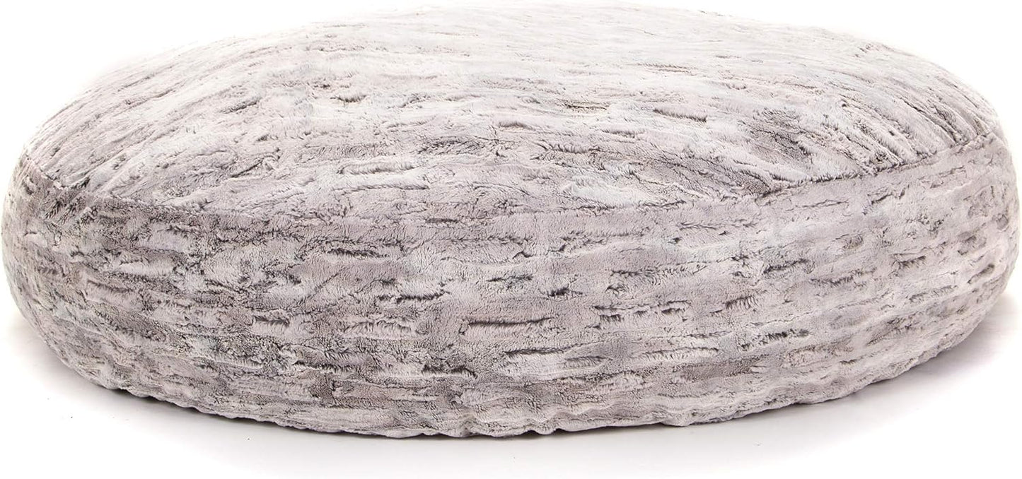 Jaxx 6 Foot Cocoon - 2-in-1 Convertible Bean Bag Bed & Large Bean Bag Chair for Adults, Premium Luxe Faux Fur - Silver Fox