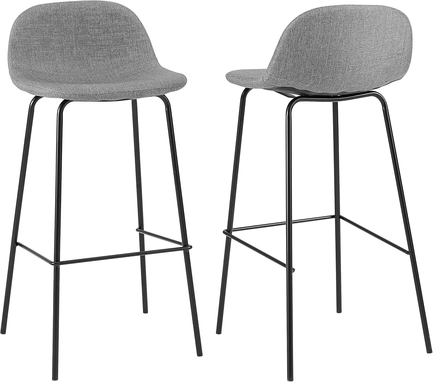 Crosley Furniture Riley Upholstered Seat Bar Stools Set of 2, Gray/Matte Black