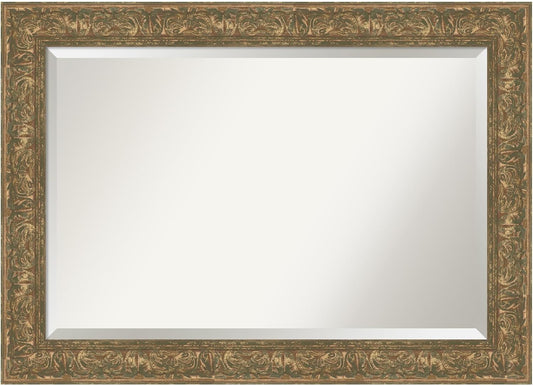Amanti Art Bronze Bathroom Mirror for Over Sink, 31x43 Luxe Bronze Gold Rectangle Vanity Mirror, Large Traditional Frame, Hangs Horizonally and Vertically, Bathroom Wall Decor, Beveled Edge
