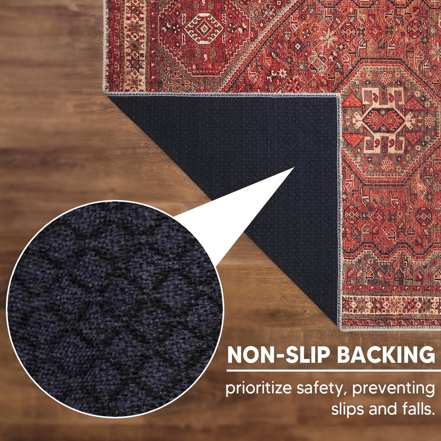 Keen Home Design 2x12 Rug - Machine Washable Runner Rug with Non-Slip Backing, Ideal for Hallway, Entryway, Kitchen, Laundry Room - Vintage, Easy Clean, Durable, Low Pile - (2'6" x 12')
