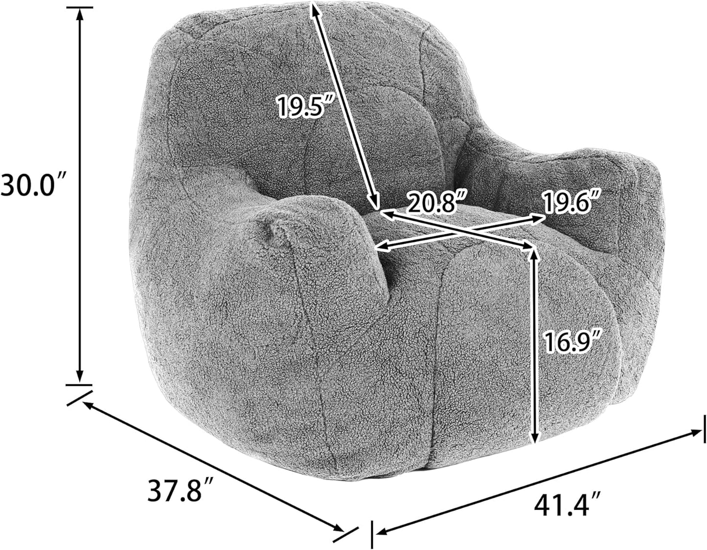 Furniliving Bean Bag Chair, Giant Bean Bag Chair Stuffed Floor Sofa for Adults Comfy Bean Bag Sofa with Back Support, Oversized Bean Bag Couch for Living Room Bedroom Dorm Office, Teddy, Light Blue