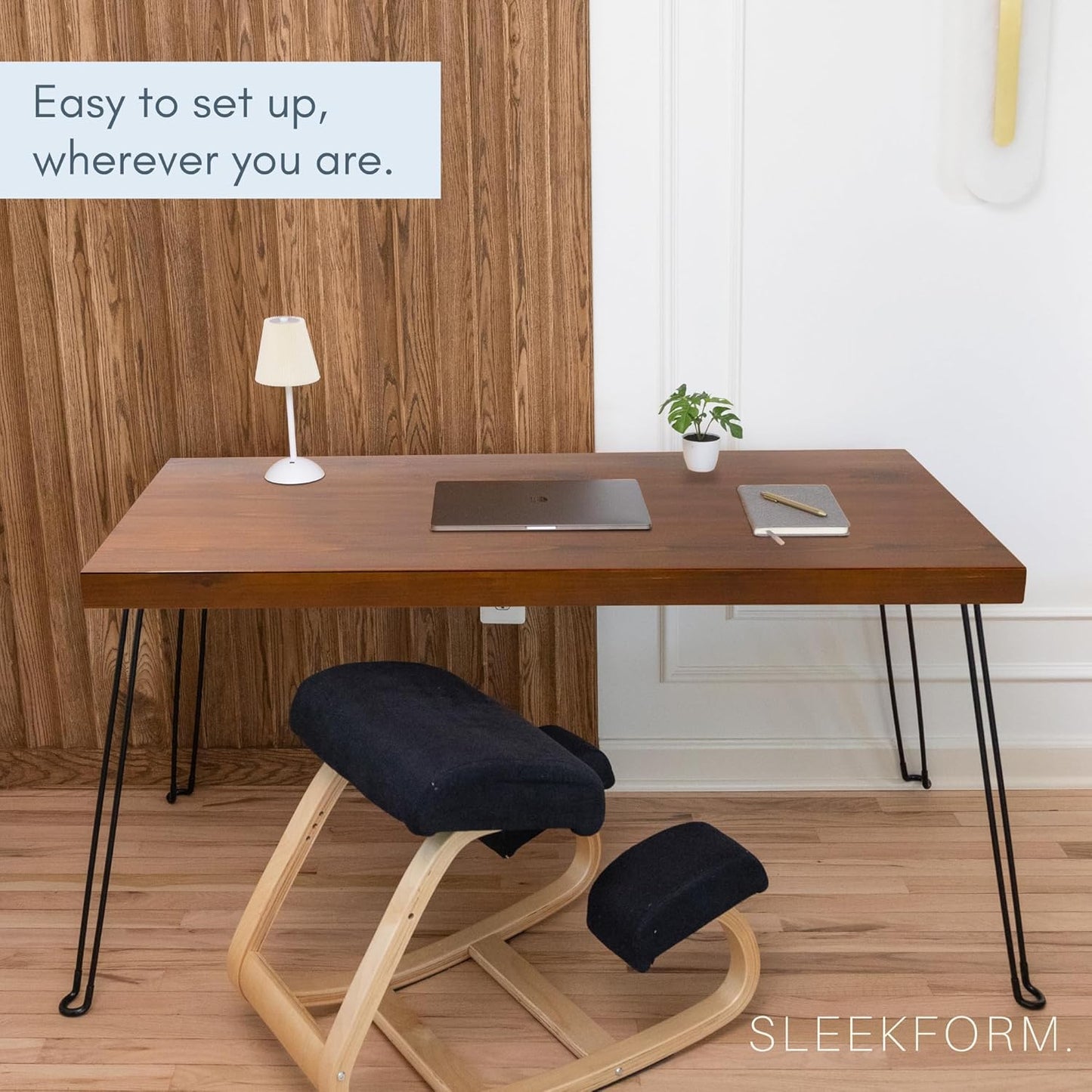 Sleekform Wooden Folding Desk - Small Folding Table Portable with Collapsible Hairpin Legs - Wood Foldable Desks for Small Spaces - Space Saving Portable Computer Desk - Walnut