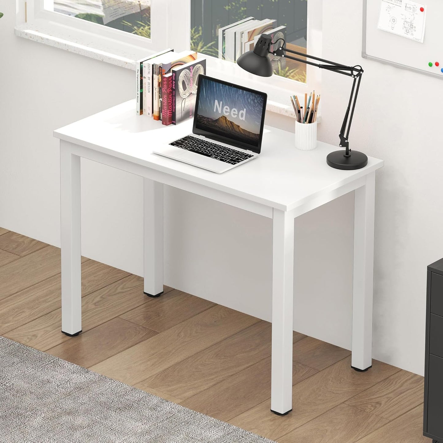 Need Small Table - 31.5 Inch Study Desk for Narrow Spaces,Sturdy and Heavy Duty Study Workstation for Laptop-Easy Assembly Homework Desks AC3DW8040