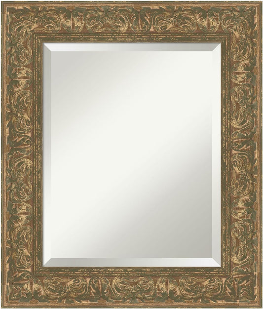 Amanti Art Bronze Bathroom Mirror for Over Sink, 27x23 Luxe Bronze Gold Rectangle Vanity Mirror, Small Traditional Frame, Hangs Horizonally and Vertically, Bathroom Wall Decor, Beveled Edge