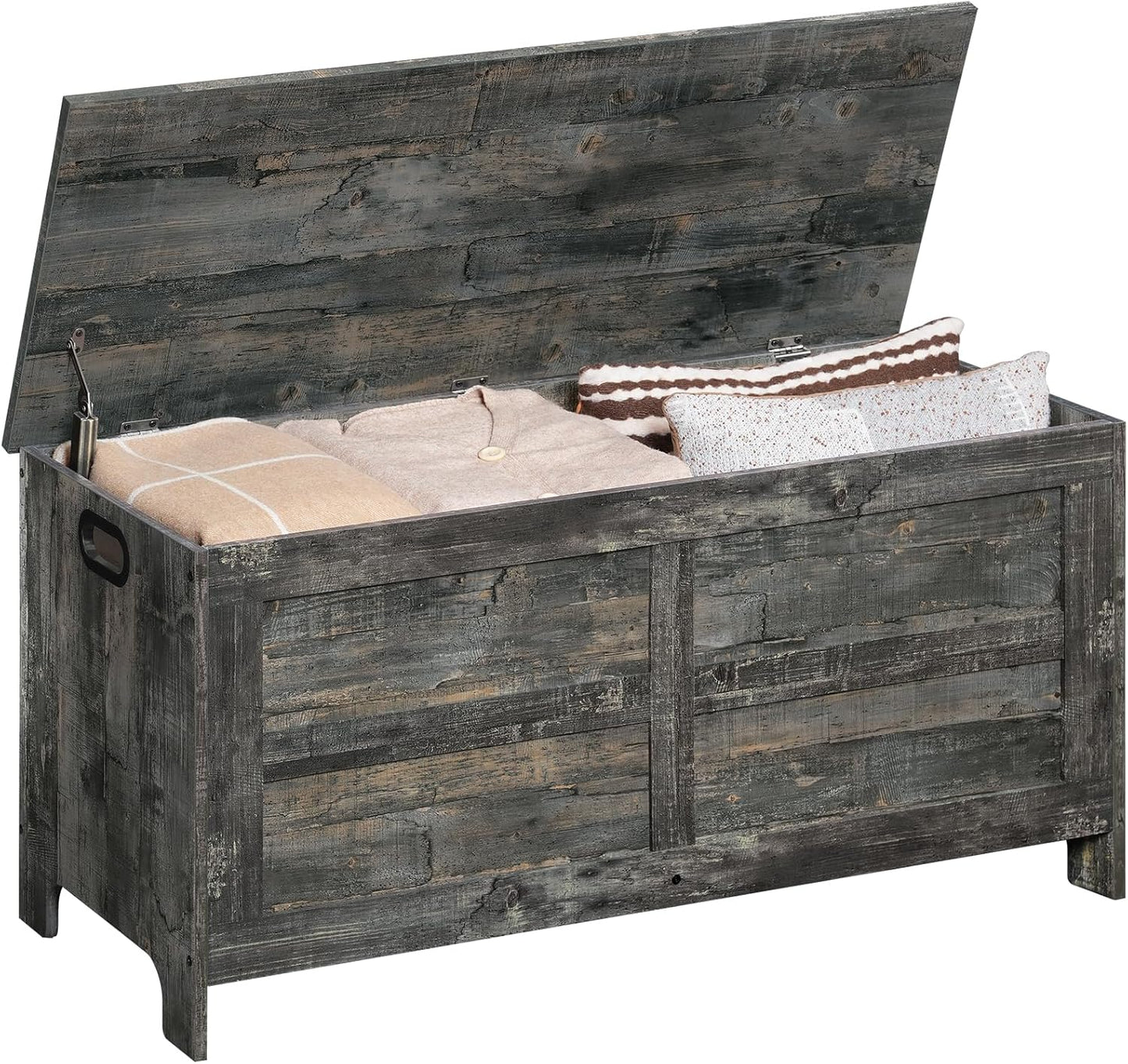 Storage Chest, 39.4” Large Toy Chest, Entryway Storage Trunk, Storage Bench with Safety Hinge, Entrance Bench for Living Room, Entrance, Bedroom, Vintage Gray SCRP48301