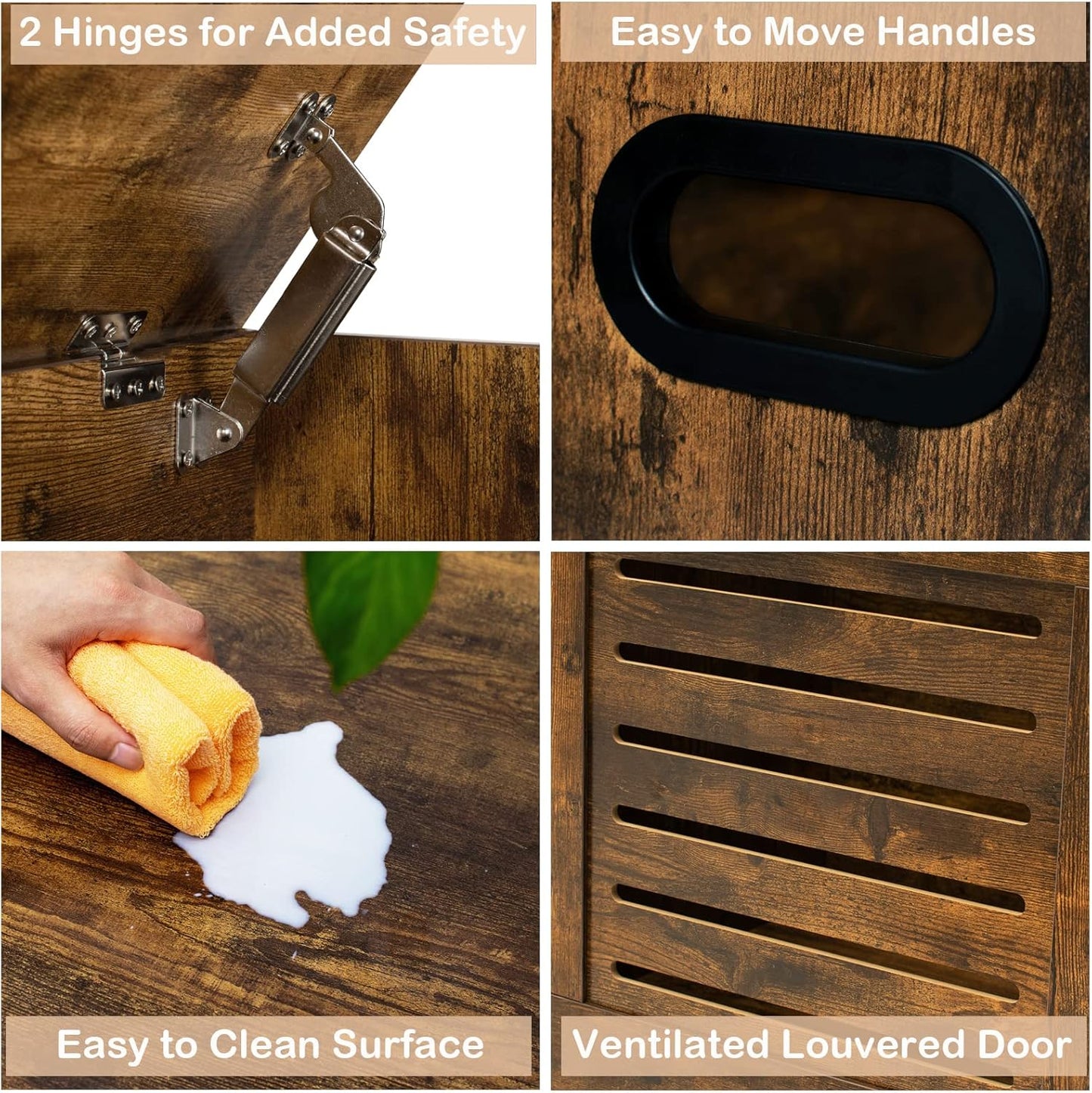 DINZI LVJ Storage Chest, Flip-Top Wooden Toy Box with 2 Safety Hinges, Retro Entryway Shoe Bench, Sturdy Large Storage Trunk for Living Room, Bedroom, Toddler Room, Easy Assembly, Rustic Brown