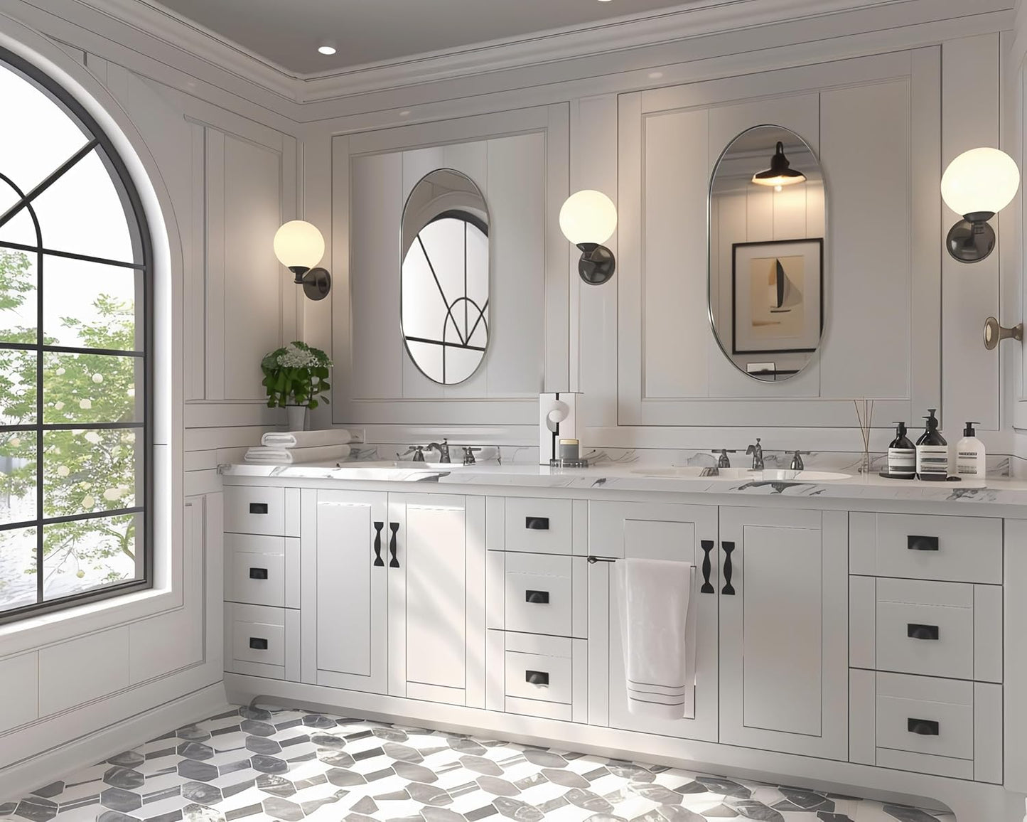 ANDY STAR Brushed Nickel Oval Bathroom Mirror, 20x33 inch Pill-Shaped Mirror for Wall HD Reflection Metal Frame Mirror for Bathroom Hang Vertical or Horizontal