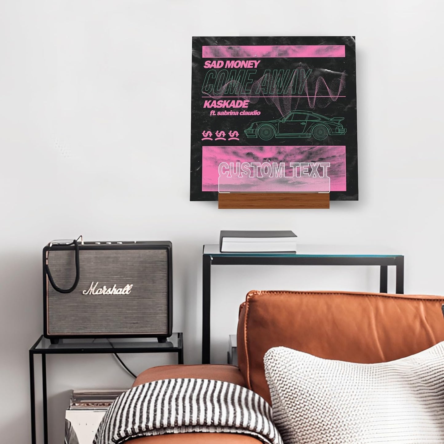 Customized Vinyl Record Stand, Light up Record Holder, Wooden Acrylic Display with Warm White Lights for Albums, Room Decor, for Vinyl Lovers