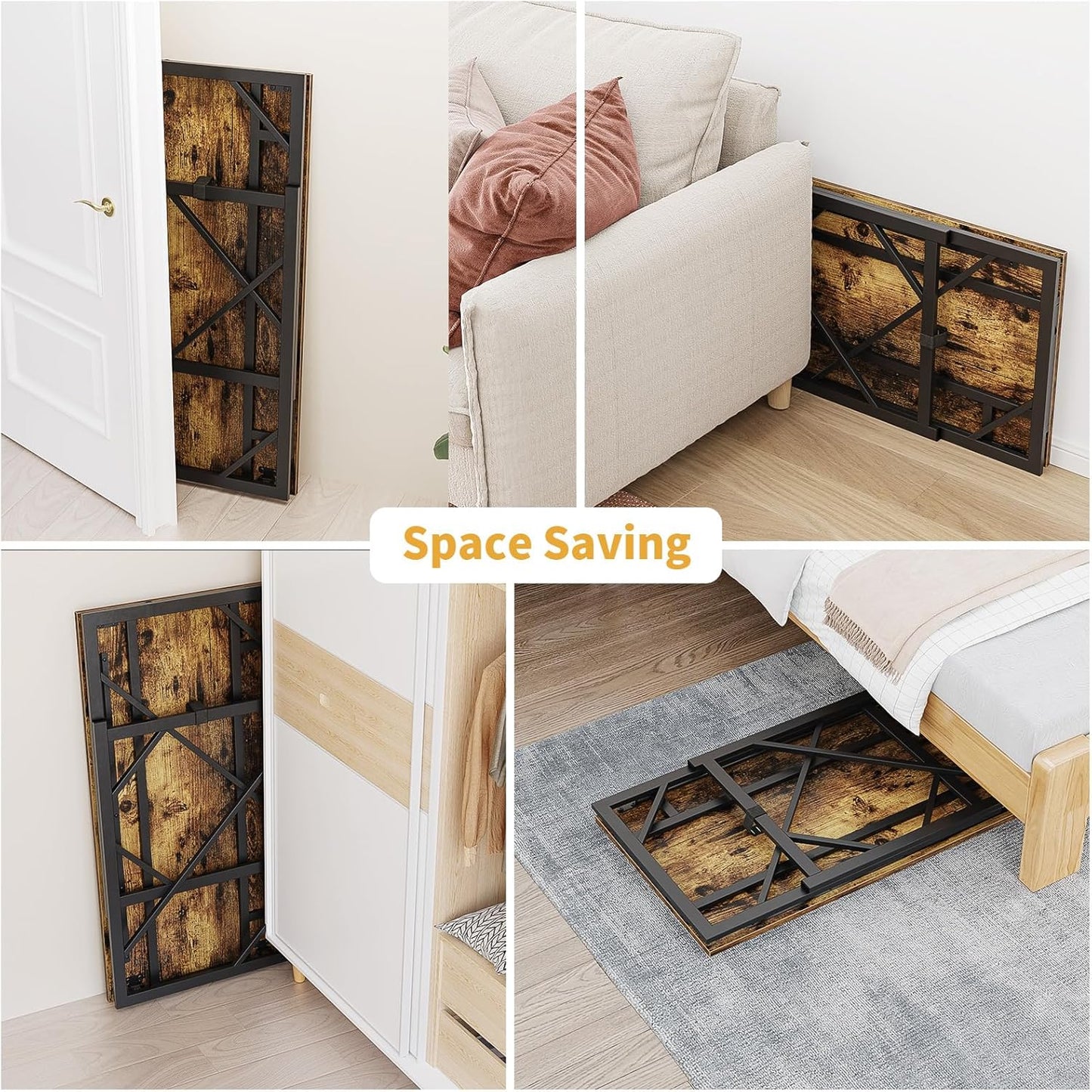 Elephance Folding Desk Writing Computer Desk for Home Office, No-Assembly Study Office Desk Foldable Table for Small Spaces