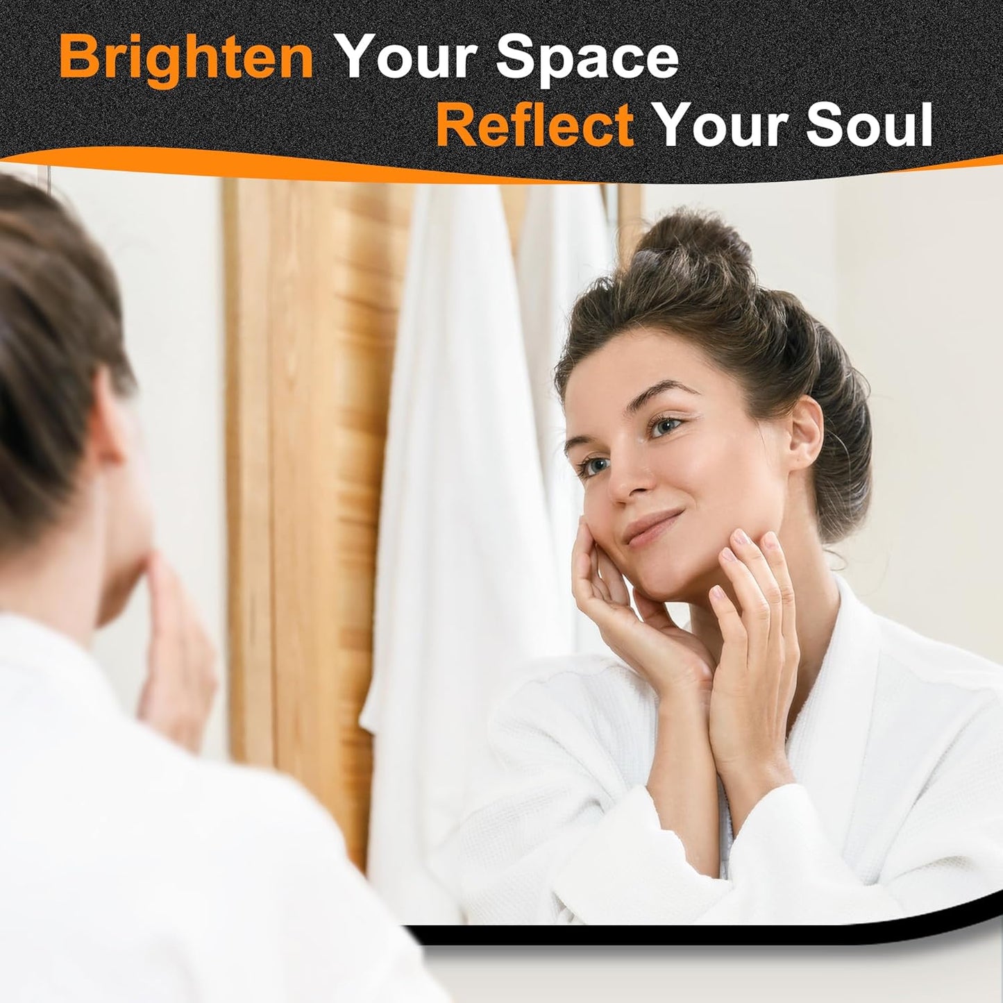 Delma Bathroom Wall Full Length Mirror for Wall, 48''x24'', Gold Oval for Bedroom Entryway Bathroom, Metal Framed Vanity(48''x24'',Black)