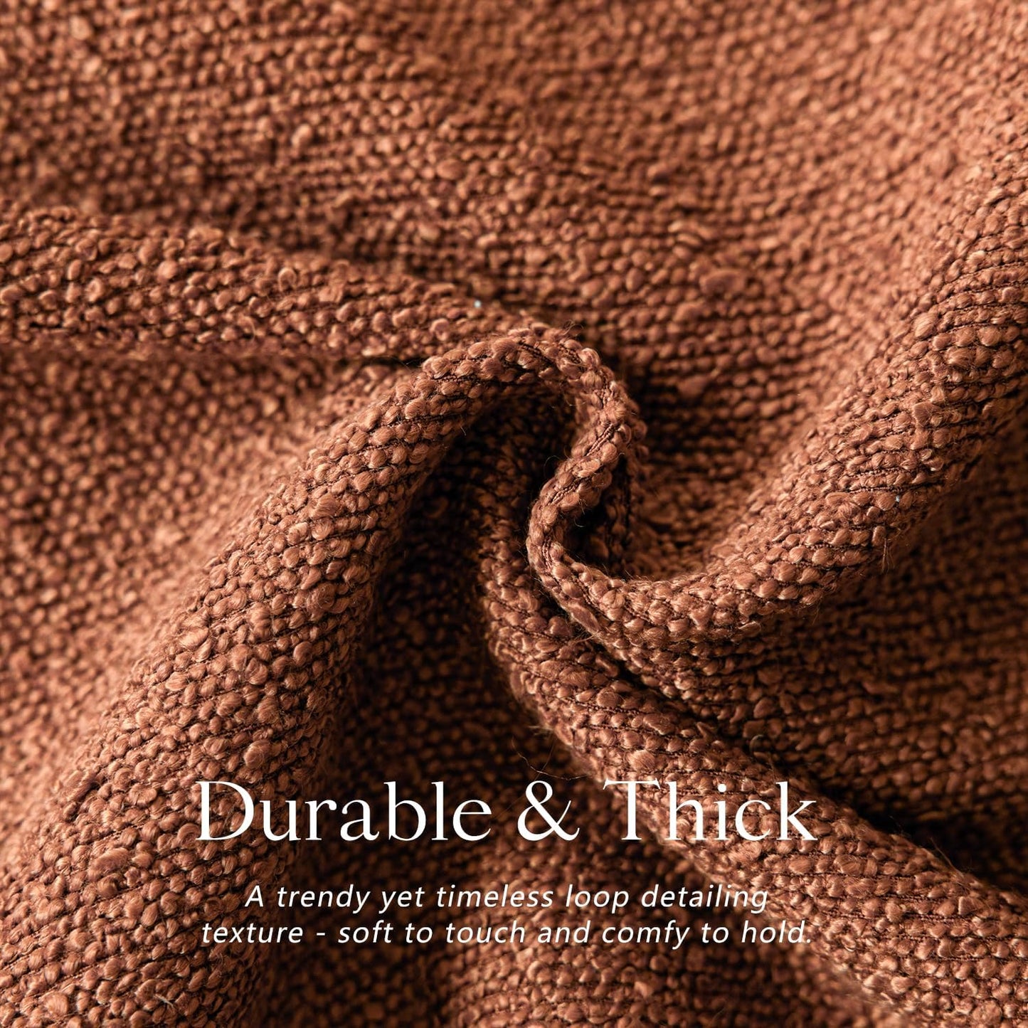 Foindtower Set of 2, Decorative Textured Boucle Throw Pillow Covers Accent Solid Pillow Cases Neutral Couch Cushion Case for Chair Sofa Bedroom Living Room Home Decor 26x26 Inch Burnt Orange Hazel